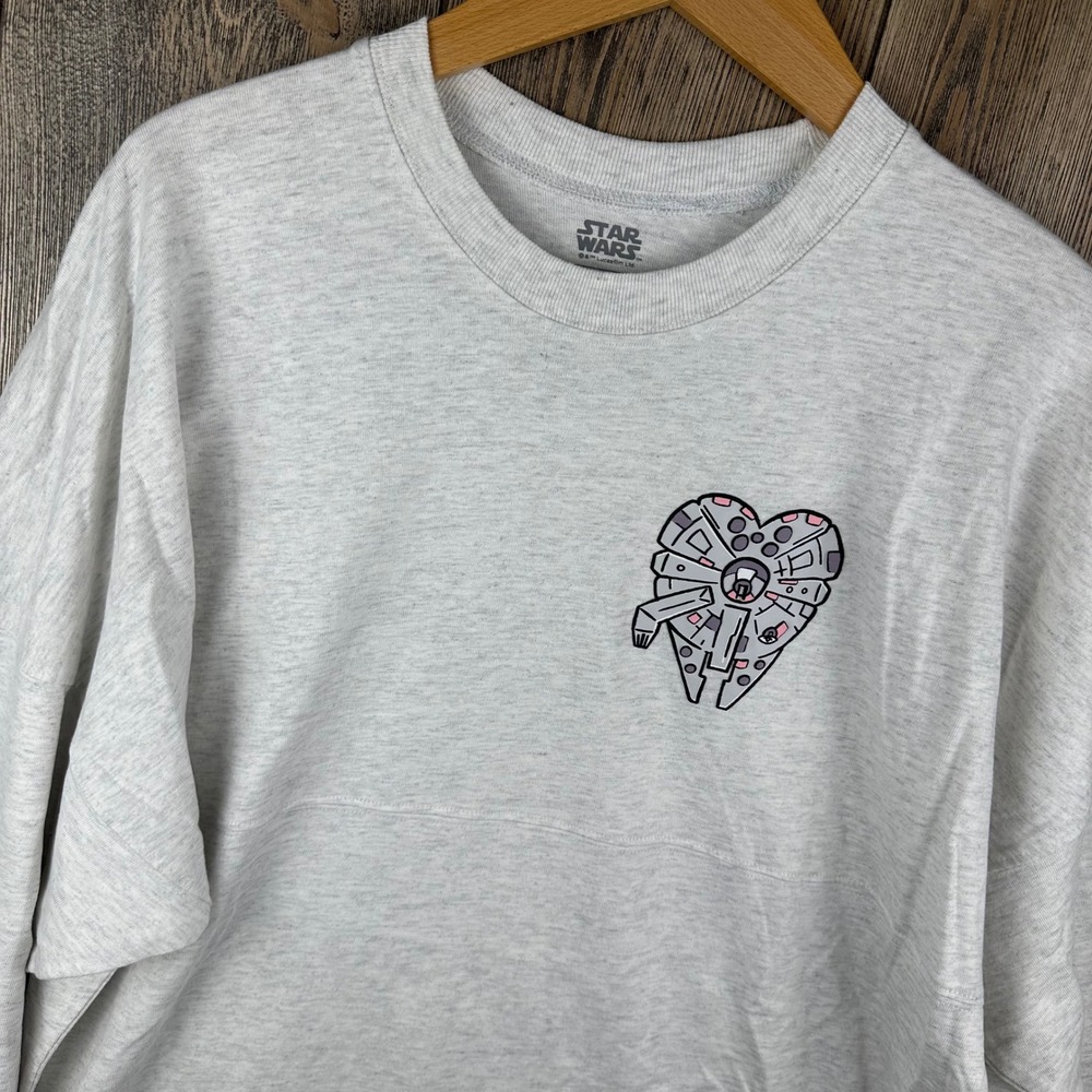 Star Wars Spirit Jersey Millennium Falcon Heart I Know Gray Long Sleeve Shirt M